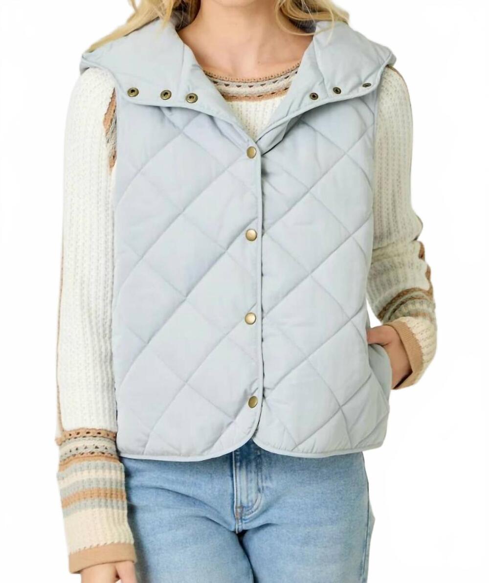NEW MYSTREE quilted puffer hoodie vest in blue